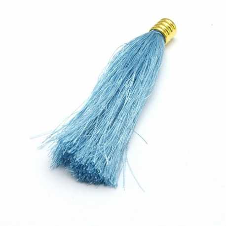 Kwastje lichtblauw goud kapje 80 mm (1 st.)