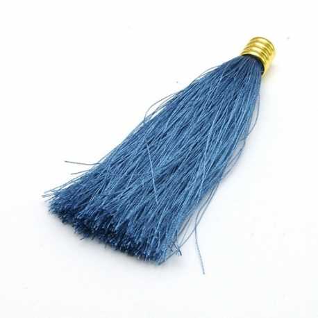 Kwastje blauw goud kapje 80 mm (1 st.)