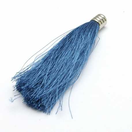 Kwastje blauw zilver kapje 80 mm (1 st.)