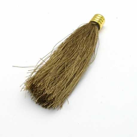 Kwastje donkerbruin goud kapje 80 mm (1 st.)