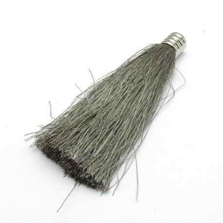 Kwastje grijs zilver kapje 80 mm (1 st.)