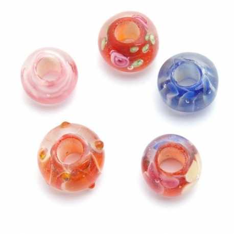 Glaskraal met groot rijggat, mix 4, 14 mm (5 st.)