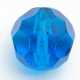 Glaskraal, rond met facetten, blauw, 18 mm (5 st.)