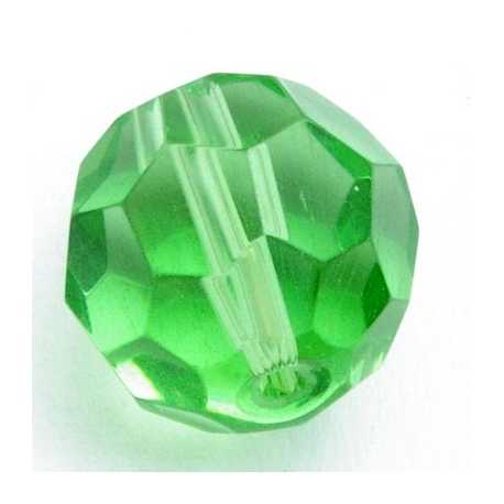 Glaskraal, rond met facetten, groen, 18 mm (5 st.)