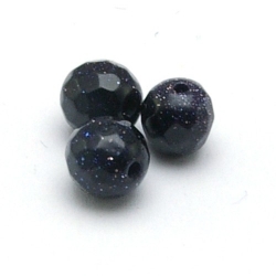 Blue Goldstone kraal rond facet 8 mm (10 st)