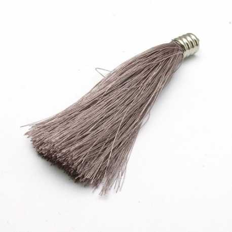 Kwastje taupe zilver kapje 80 mm (1 st.)